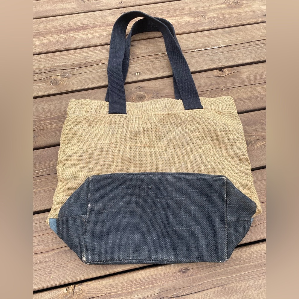 Mary & Martha Burlap Lined Tote Bag Ampersand View 2